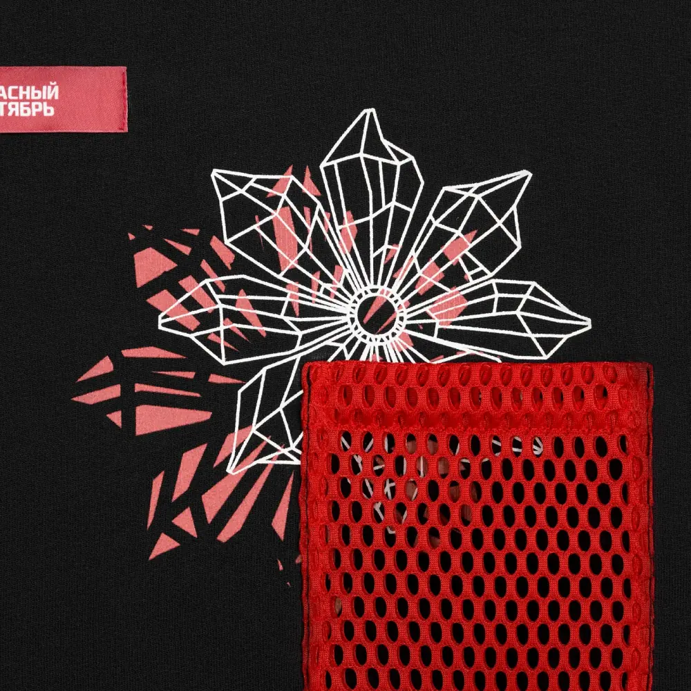 DTF-печать и пришивной красный сетчатый карман