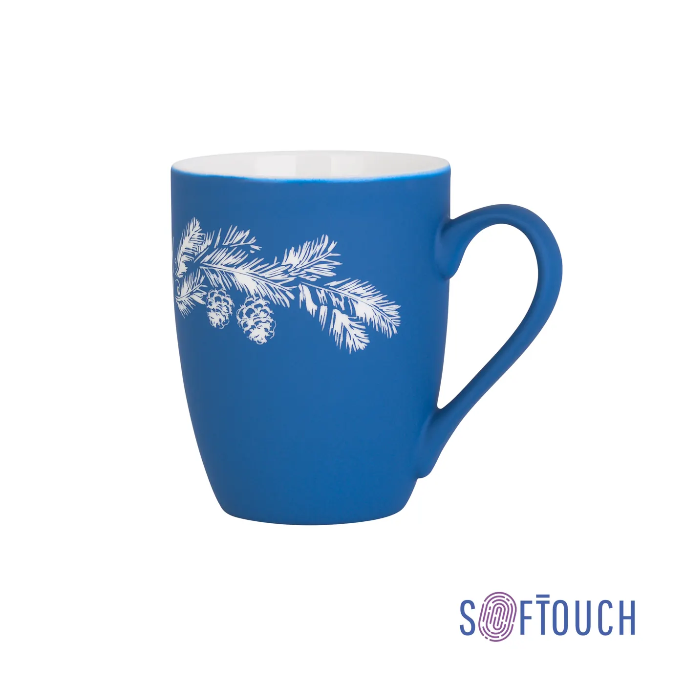Кружка "Trend" с гравировкой по окружности, покрытие soft touch, синий