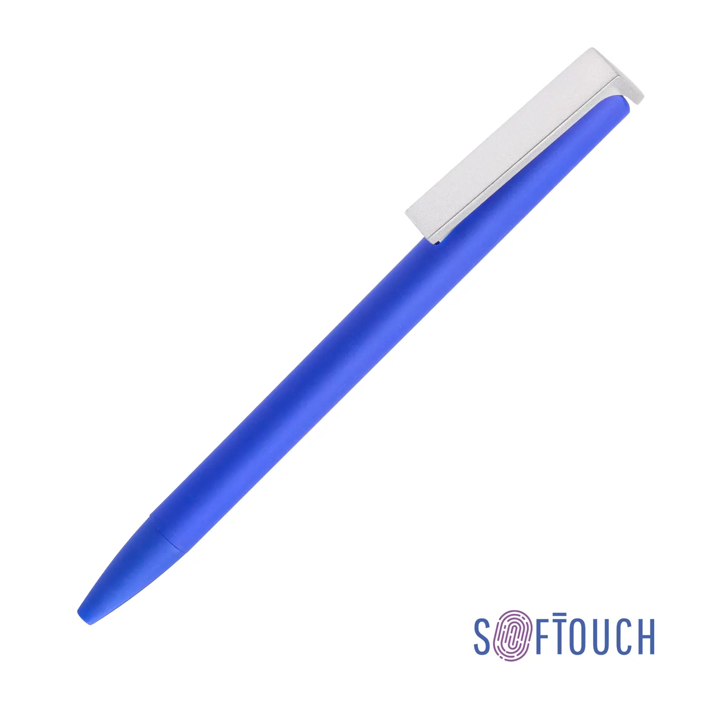 Ручка шариковая "Clive" покрытие soft touch, синий с серебристым