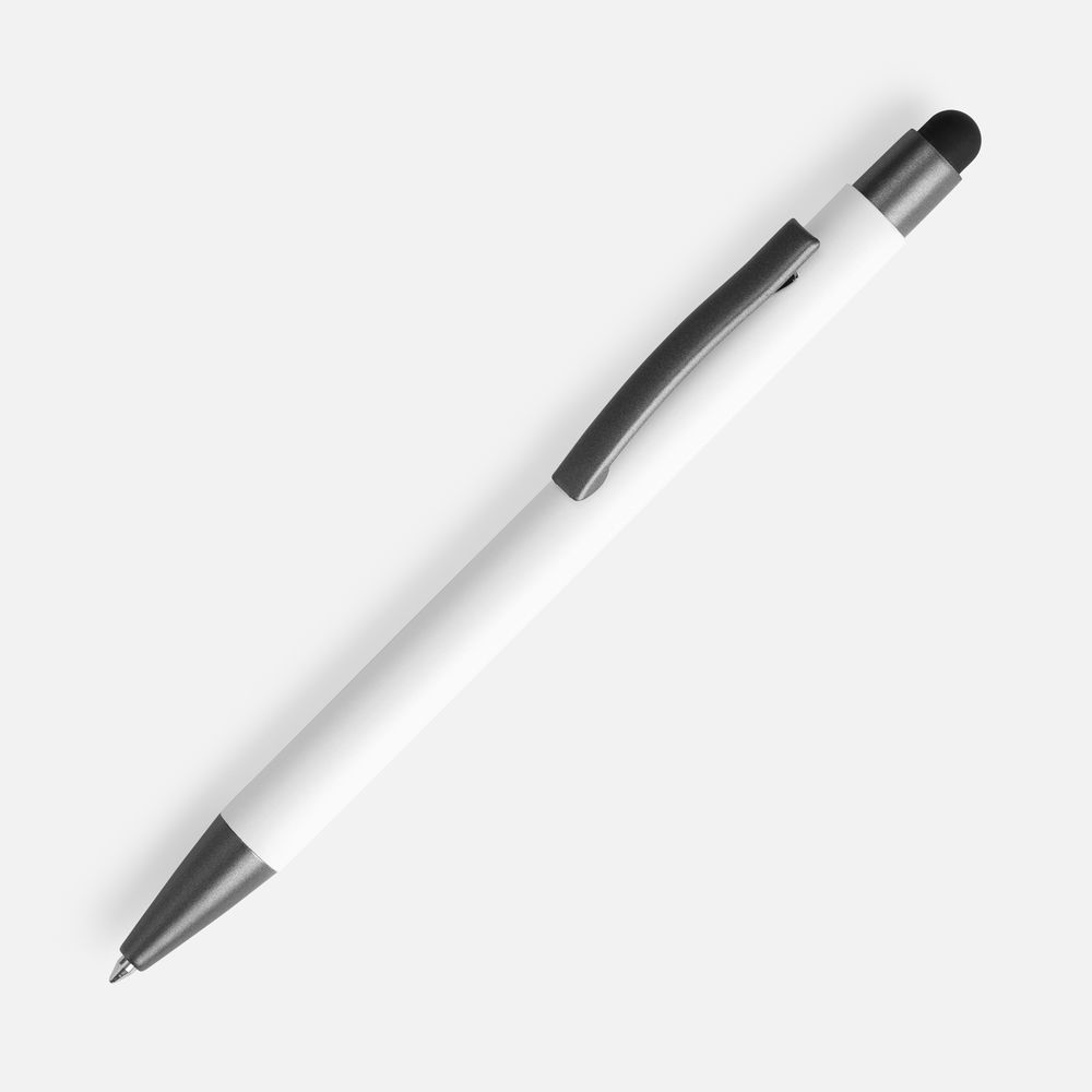 Ручка шариковая Atento Soft Touch со стилусом, белая