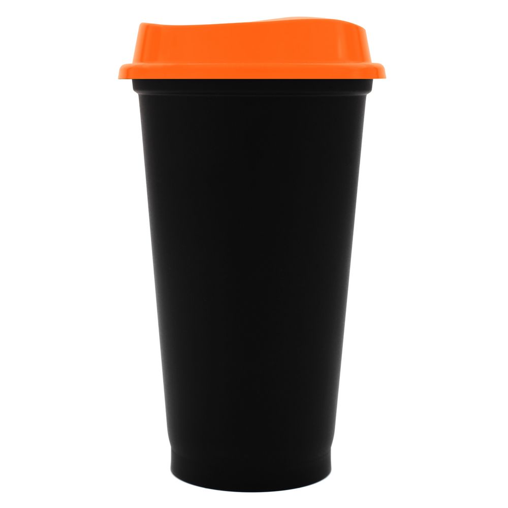 Стакан с крышкой Color Cap Black, черный с оранжевым, черный