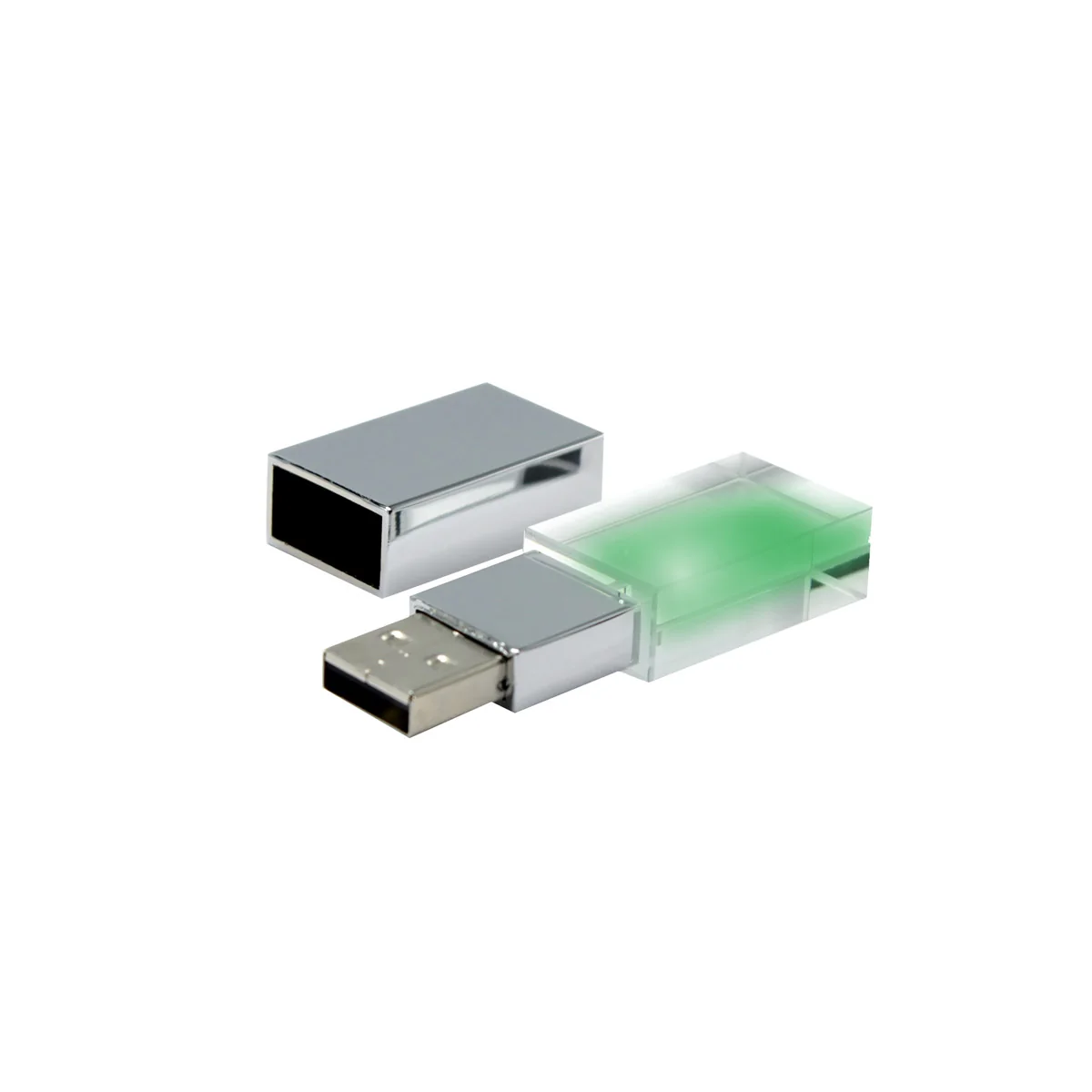 Флешка Moon 16 Гб, зеленая подсветка, Зелёный