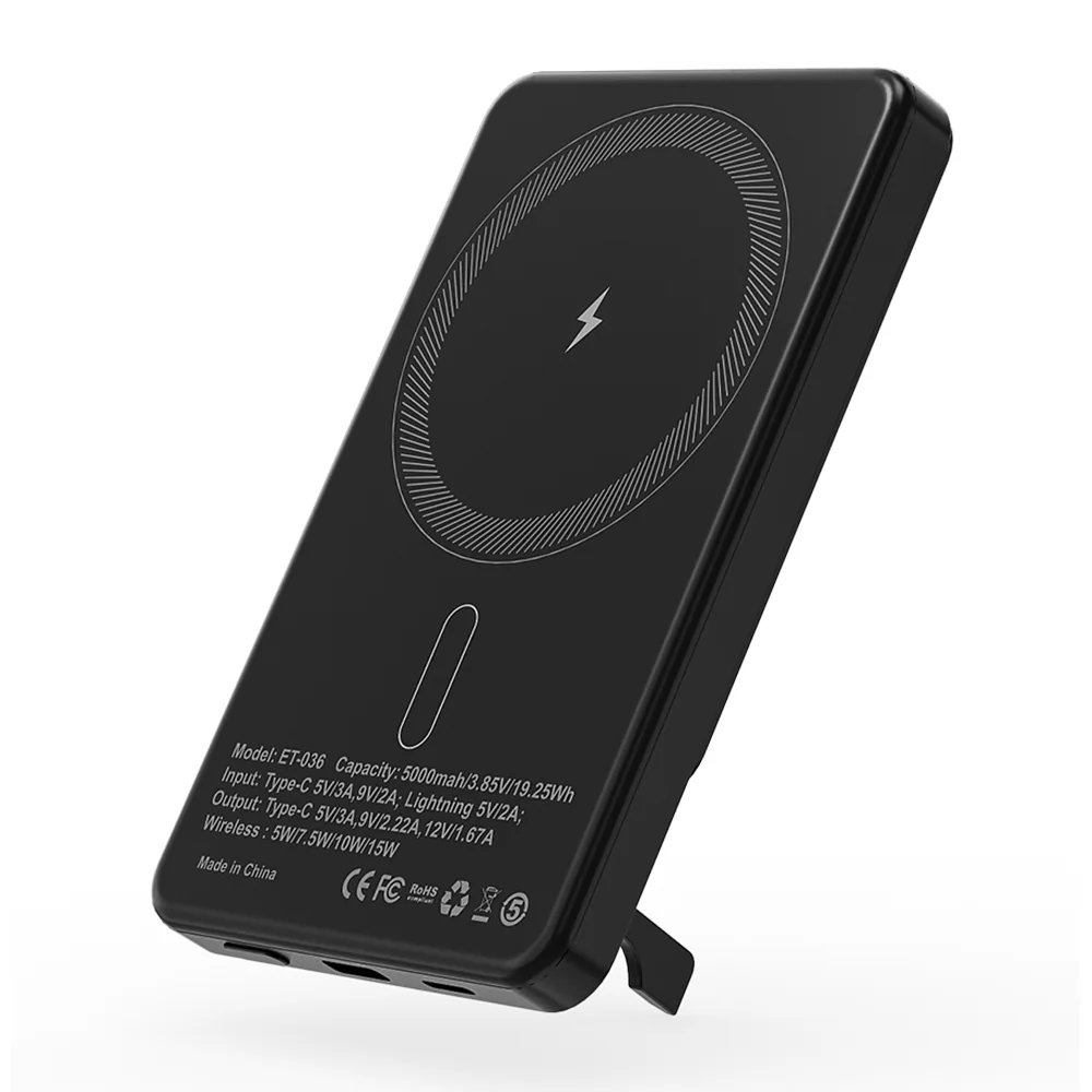 Внешний аккумулятор c беспроводной зарядкой Superb, 5000 mAh, черный, Чёрный