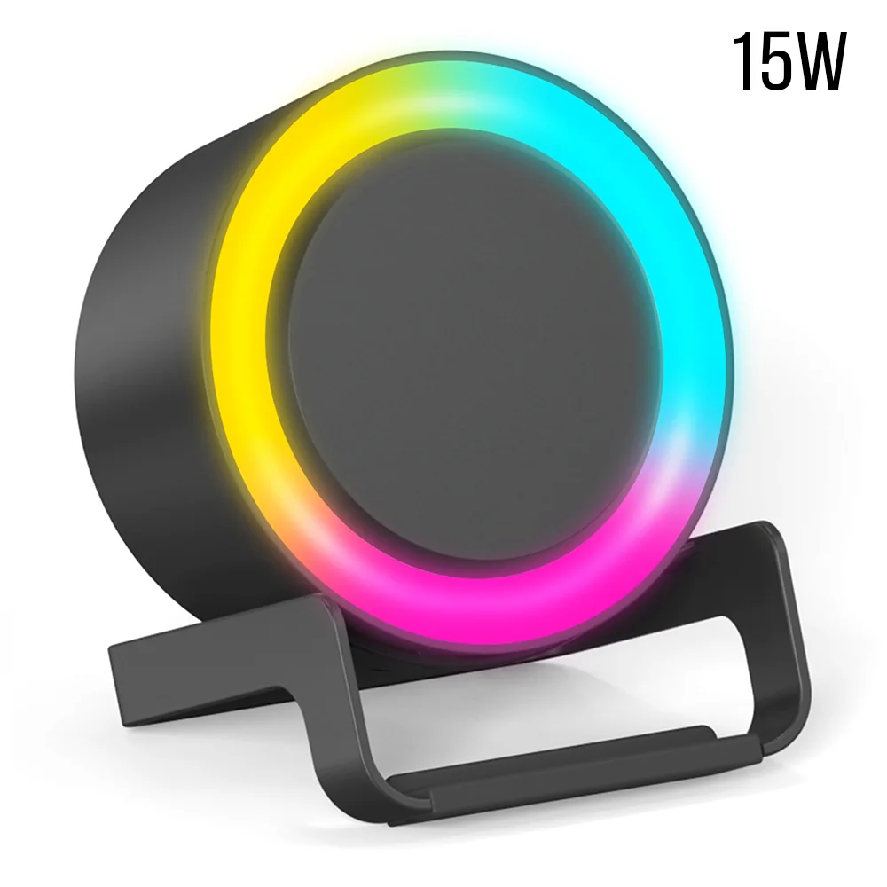 Беспроводная Bluetooth колонка U-Tone RGB c функцией беспроводной зарядки 15W, Черный