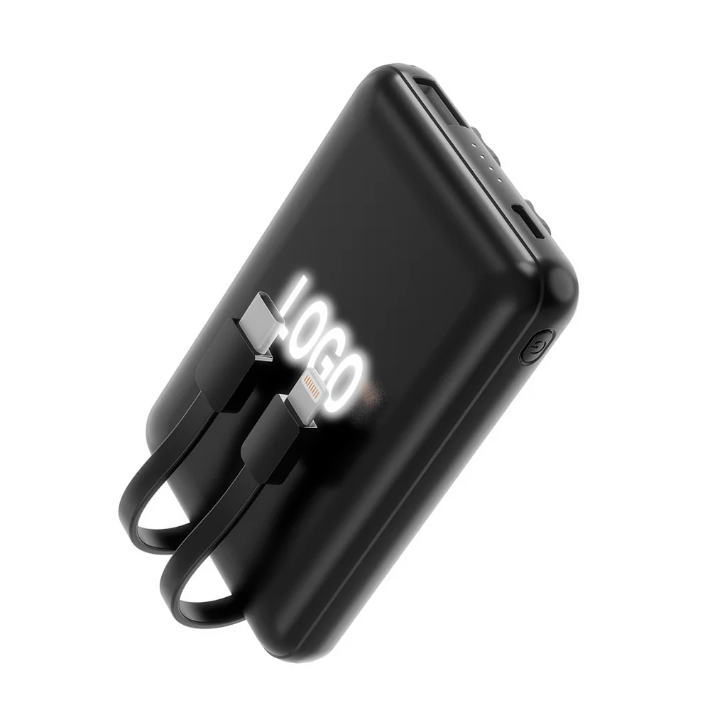 Внешний аккумулятор Eron с подсветкой гравировки, 5000 mAh, Чёрный/Белый