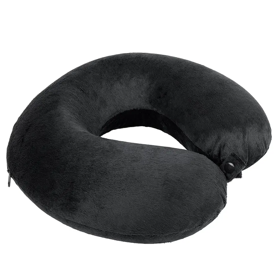 Подушка дорожная "SOFT", memory foam, микрофибра, черный, черный