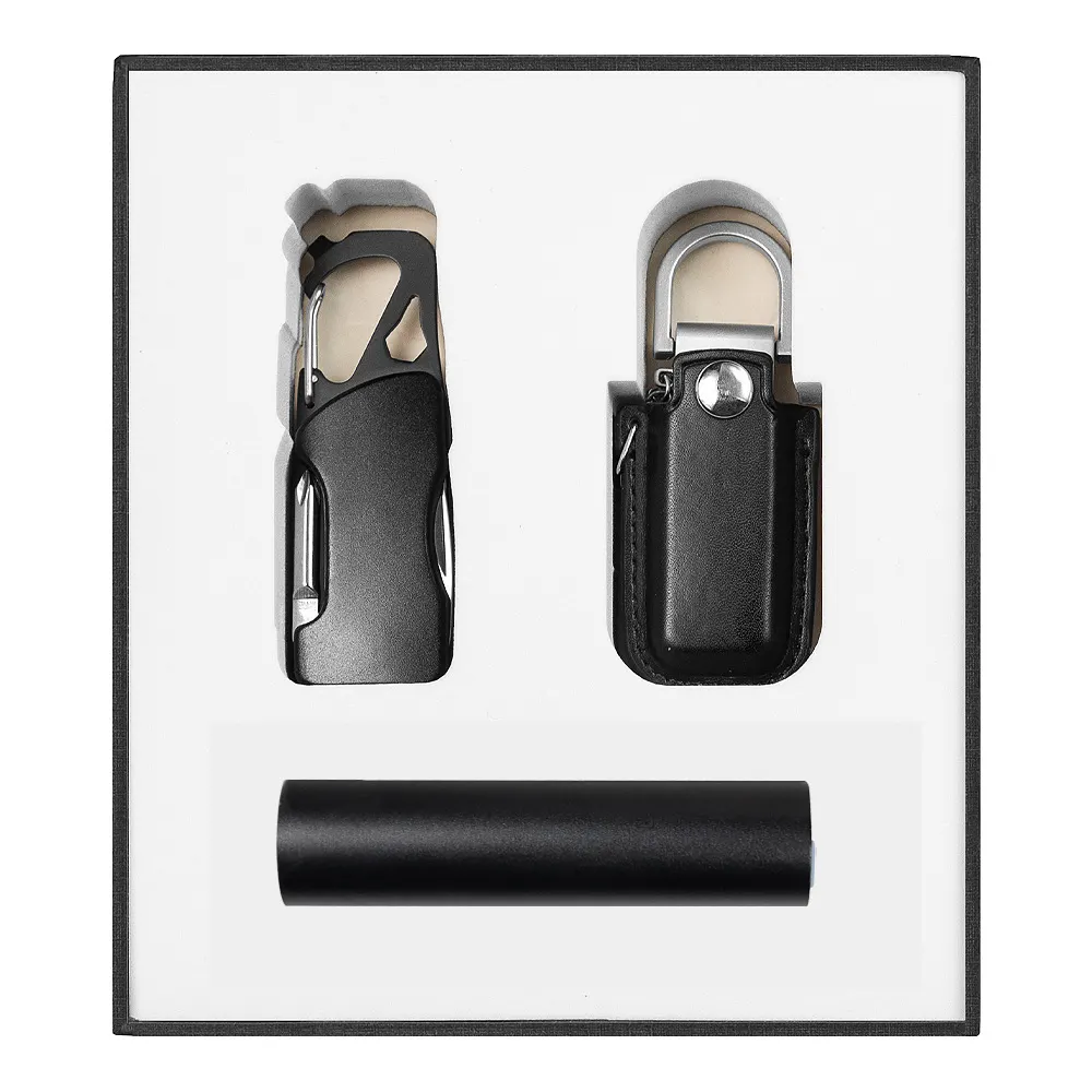 Набор подарочный Solution Superior Trio (флешка 32GB Palermo, фонарик Tools Spot, брелок-карабин Tools Module), черный