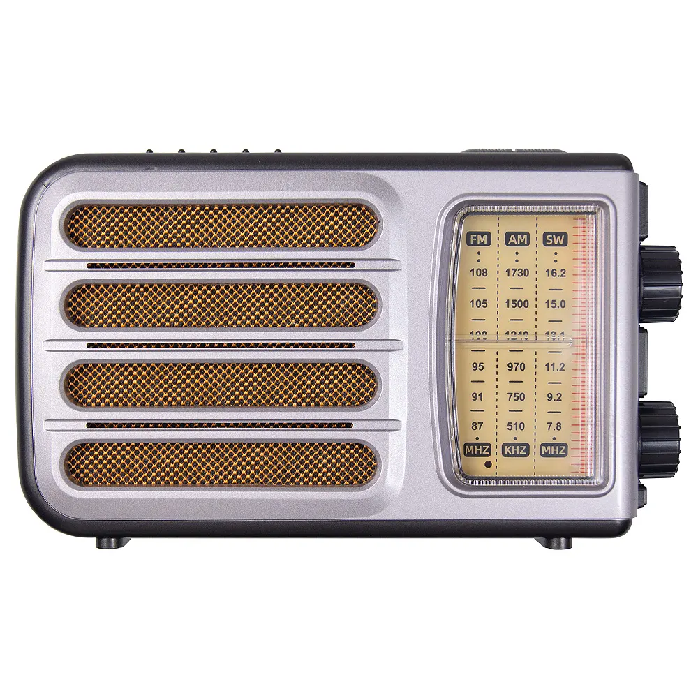 Ретро радио Heritage Melody, Bluetooth, AM/FM/SW, LED-подсветкой, USB, TF и MP3-плеером, цвет серебристый, черный