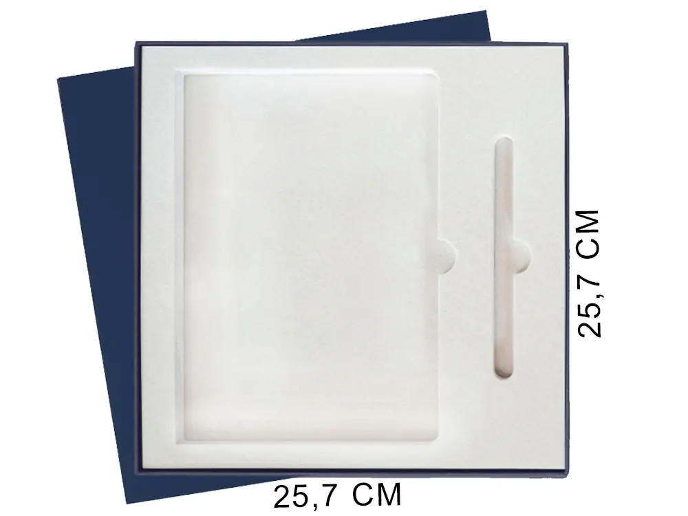 Коробка подарочная Solution Superior Alfa Linen под ежедневник и ручку, серебро, 25,7x25,7x2,8 см, бежевый ложемент