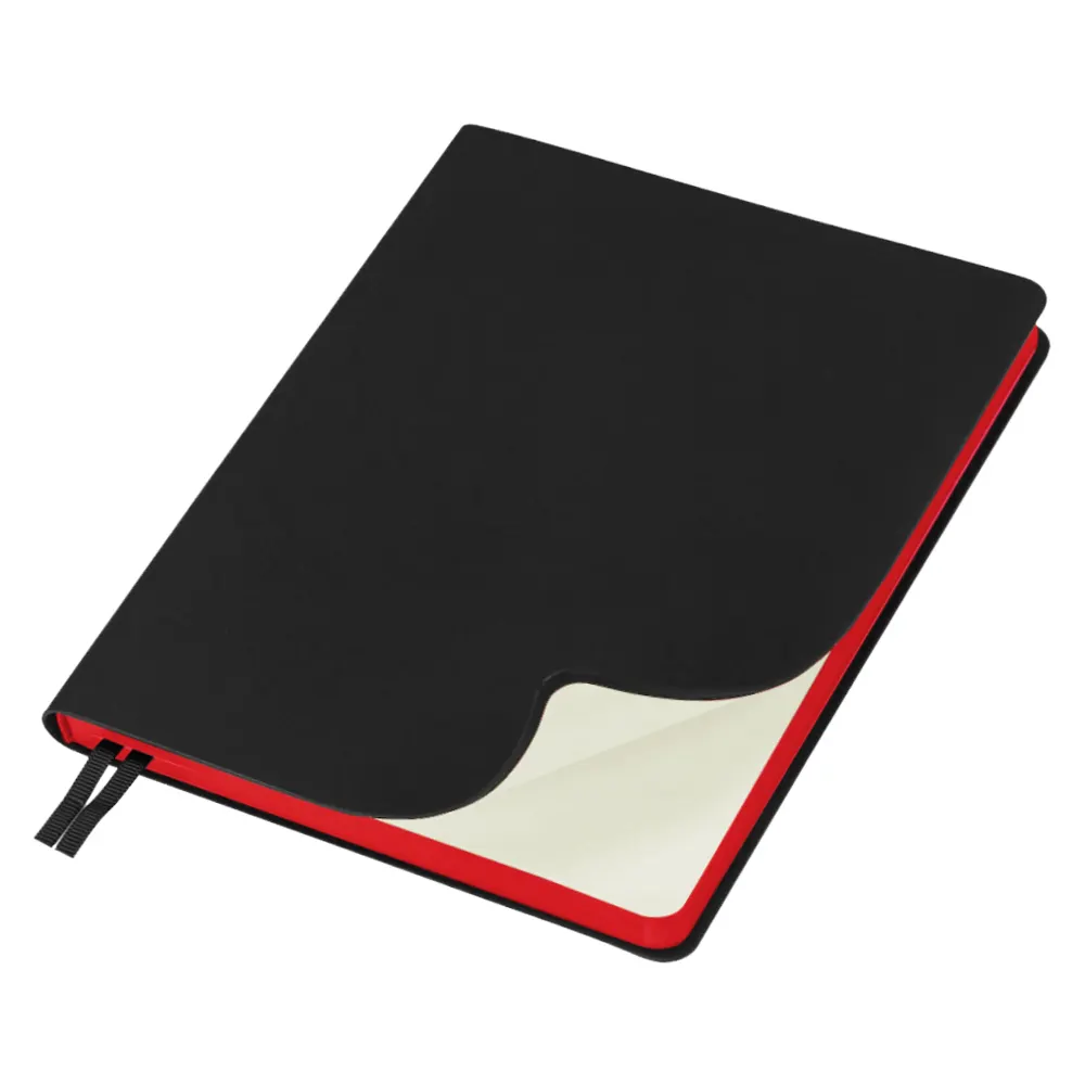 Еженедельник Flexy Latte Soft Touch Black Edition Color A4, черный с красным, датированный на 2026 г, в гибкой обложке, черный / красный