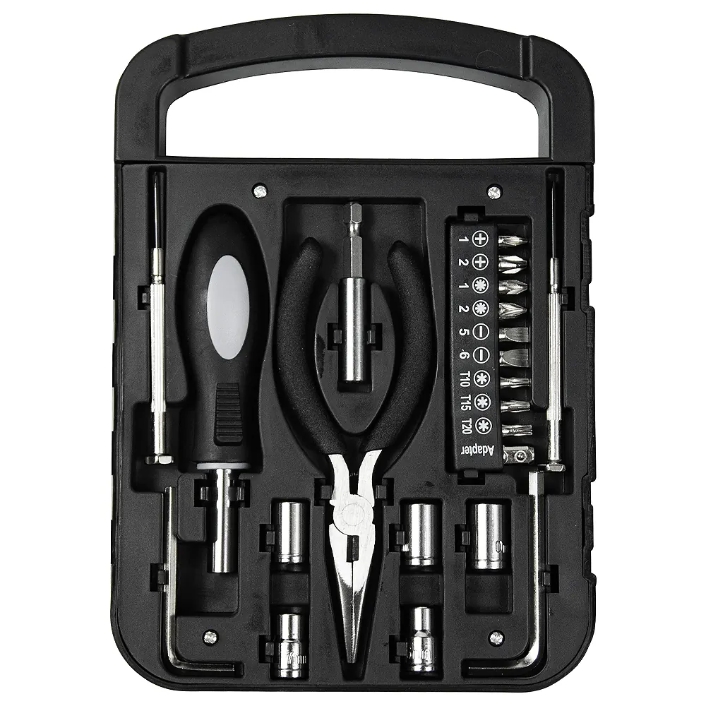 Набор инструментов Tools Unitrade, 22 инструмента, черный, в пластиковом футляре, черный