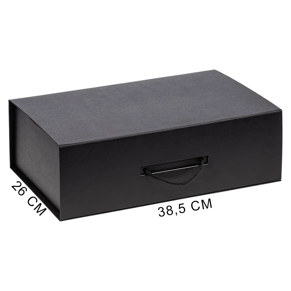Подарочная коробка, размер 39*26,3*11 см, Solution Prestige Big Case Soft с магнитным клапаном и ручкой , черная