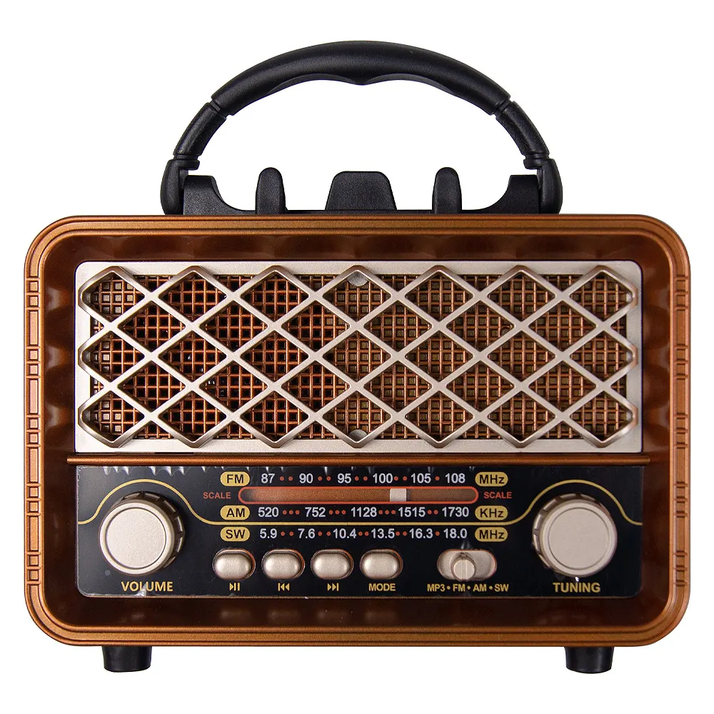 Ретро радио в стиле радиолы, диапазон частот AM FM SW, USB, Bluetooth, Heritage Timeless, цвет коричневый, черный