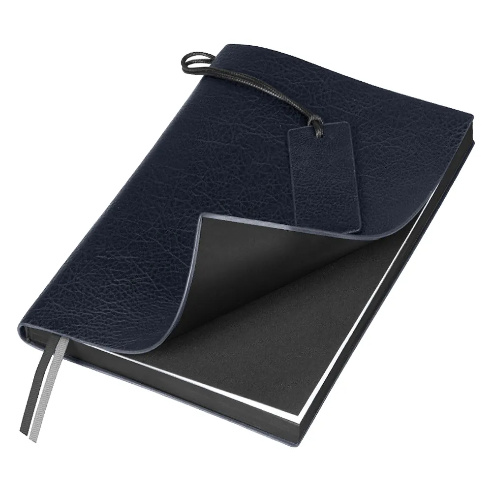 Ежедневник Flexy Foggia Leatherette B5, черный, недатированный, в гибкой обложке в подарочной коробке, темно-синий / черный