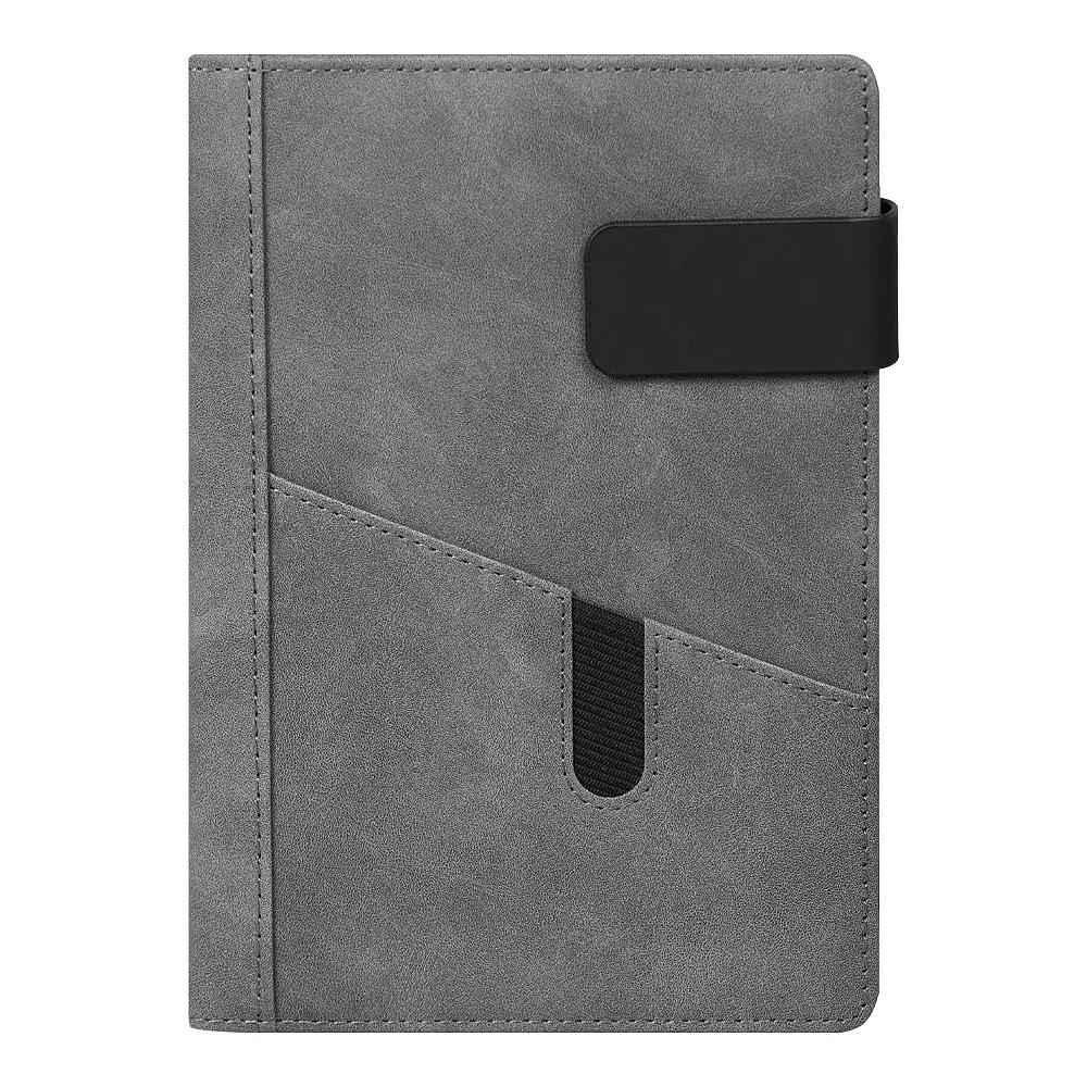 Ежедневник Smart New York Suede А5, серый, недатированный, в твердой обложке с поролоном, в подарочной коробке, серый / черный