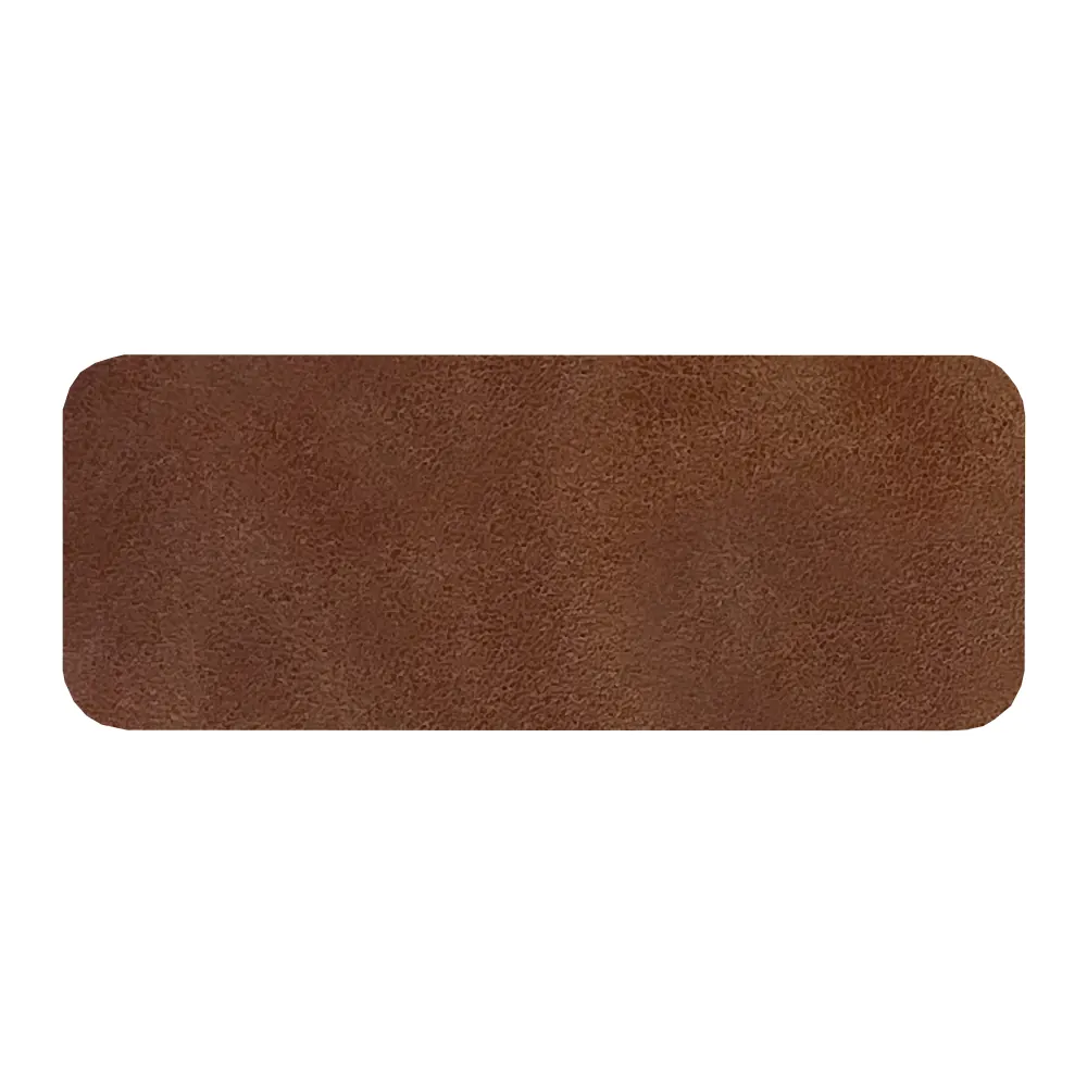 Шеврон Rectangle Smooth Leather размер 75*29 мм, черный, со скругленными углами, коричневый