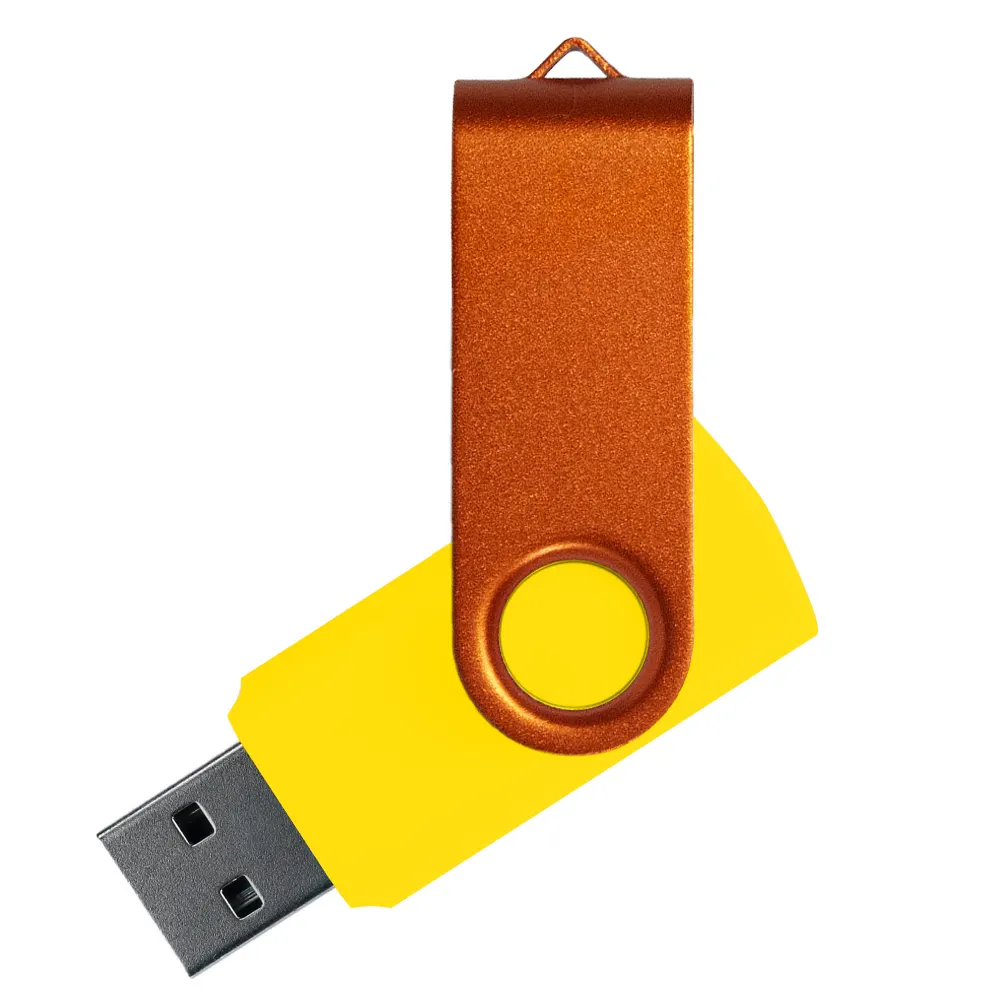 Флеш накопитель USB 2.0 Twister Сolor Mix 16GB, пластик Софт Тач/металл, желтый/белый, желтый / оражневый