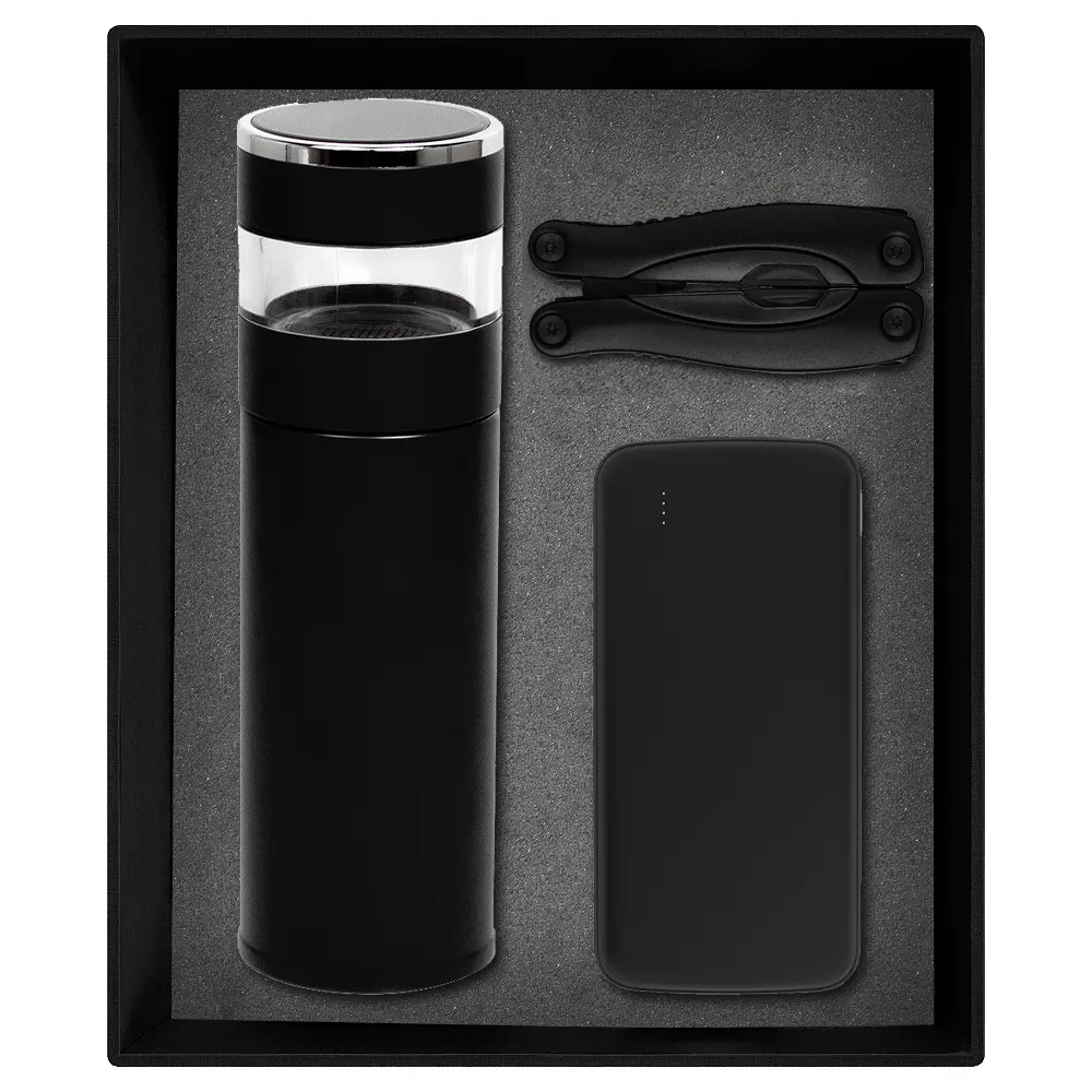 Набор подарочный Solution Prestige Trio (внешний аккумулятор, мультитул, термос), черный — арт. 620126.03, черный