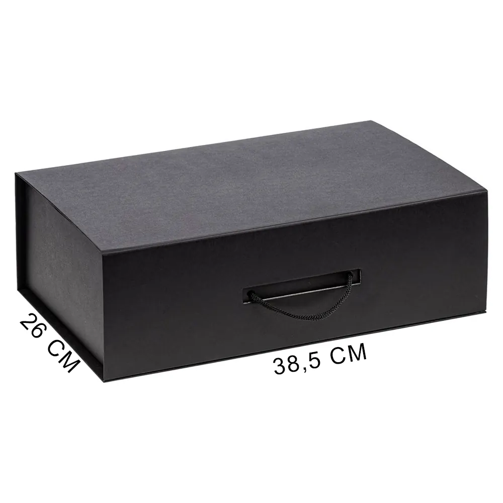 Подарочная коробка, размер 38,5*26*10,5 см, Solution Prestige Big Case Soft с магнитным клапаном и ручкой , с EVA ложементом 36,8*25,1*4 см под индивидуальную вырубку , черная,