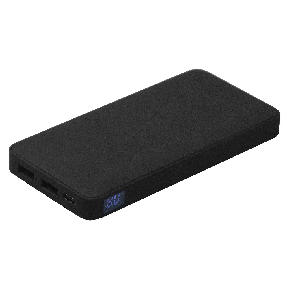 Внешний аккумулятор (powerbank) «WeCharge Velvet», 10 000 mAH, 5V -2A , c цифровым дисплеем для контроля заряда, серый, черный