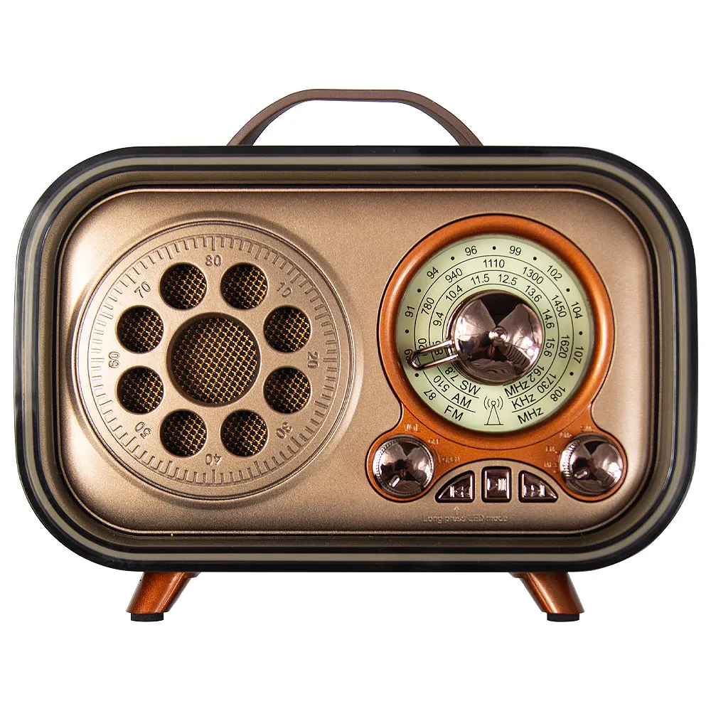 Ретро радио в стиле радиолы, диапазон частот AM FM SW, USB, Bluetooth, Heritage Memories, со светодиодной подсветкой, цвет коричневый, черный