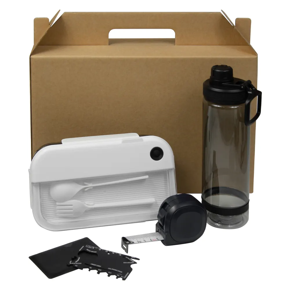 Набор подарочный Solution Everyday Kit Quattro (мультитул, рулетка, ланч бокс, бутылка для воды), белый, черный