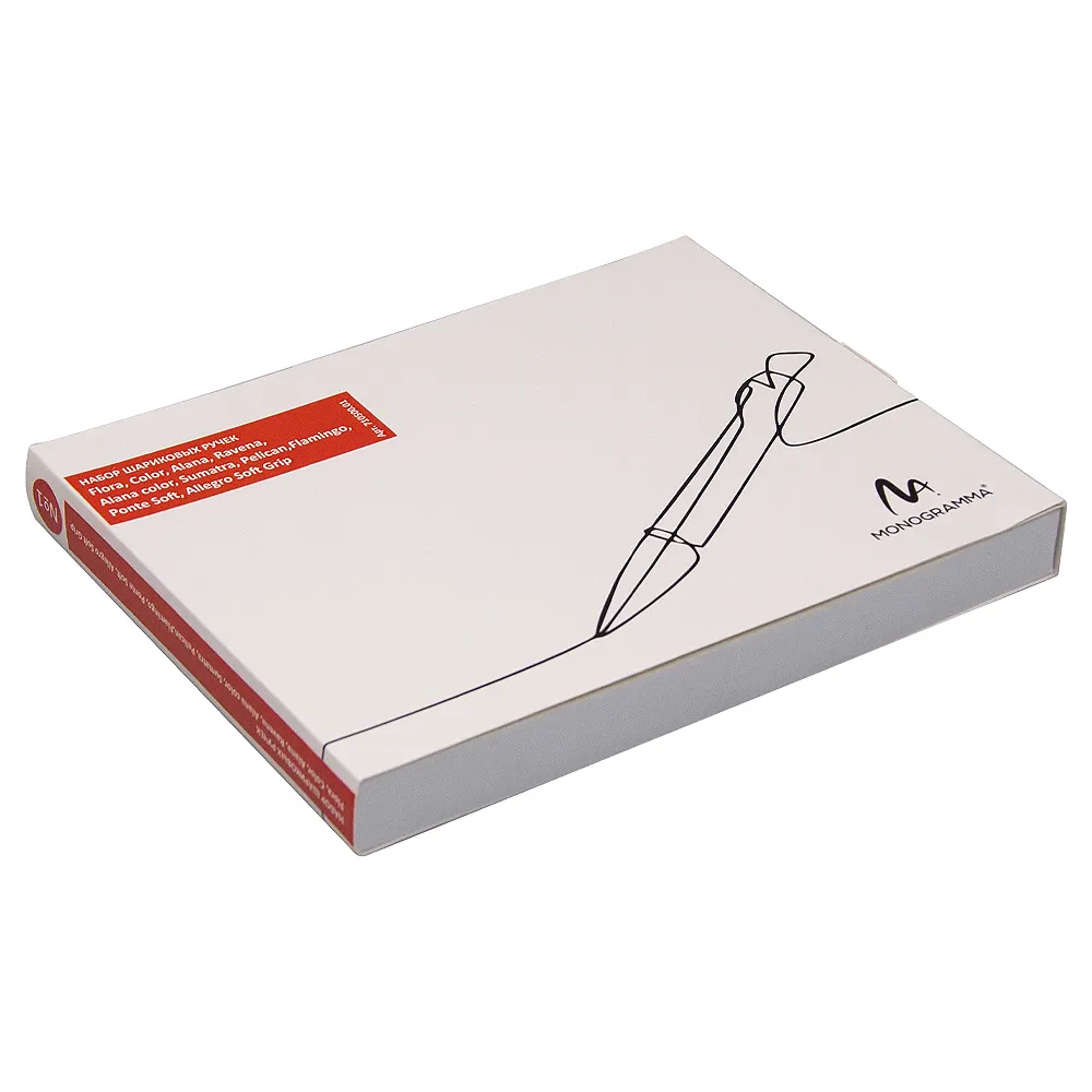 Набор шариковых ручек Print Sample №1 Flora, Alana Color, Alana, Sumatra, Pelican, Flamingo, Ponte Soft , Allegro Soft grip в футляре, белый