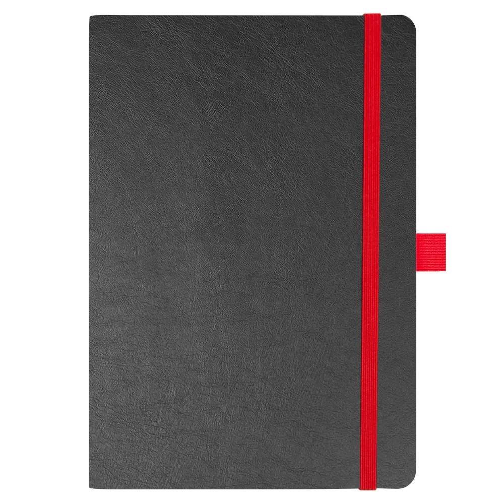 Блокнот Flexy Forest Urban Soft leather А5, недатированный, с резинкой и петлей для ручки, в гибкой обложке, черный, черный / красный