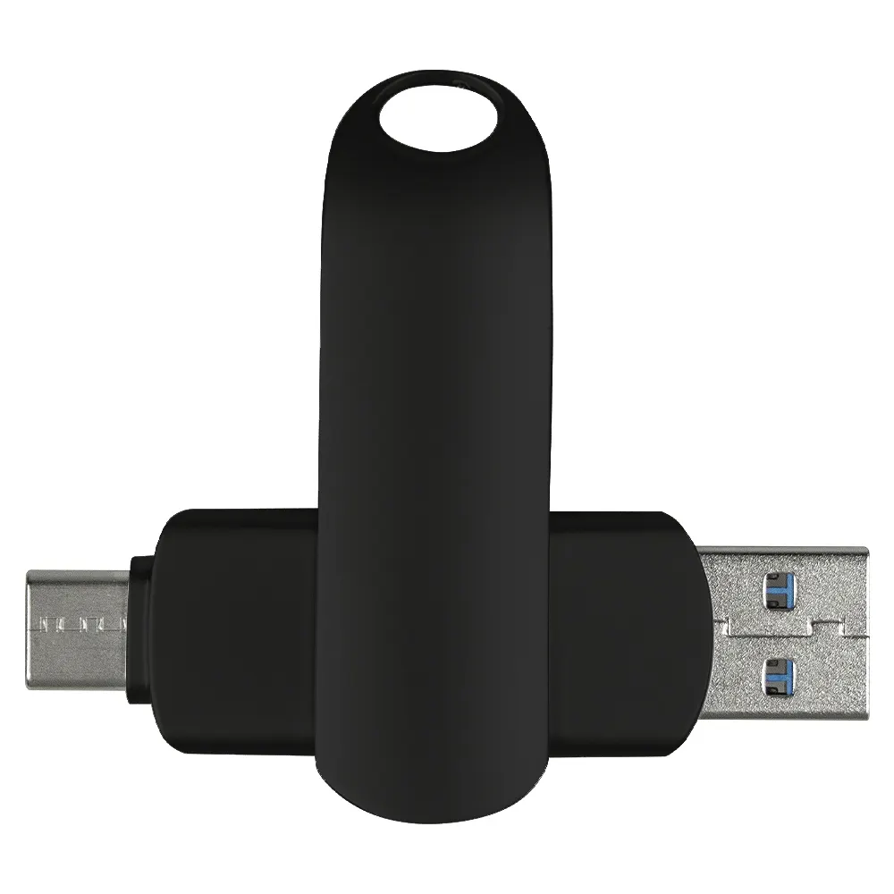 Флеш накопитель USB 3.0 + TYPE C Cupertino, металл, черный матовый, 32 GB, черный