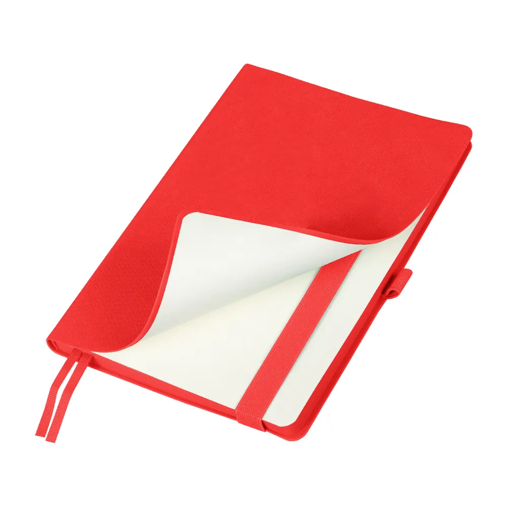 Ежедневник Flexy Line Linen А5, синий, недатированный, в гибкой обложке, с резинкой и петлей для ручки, красный