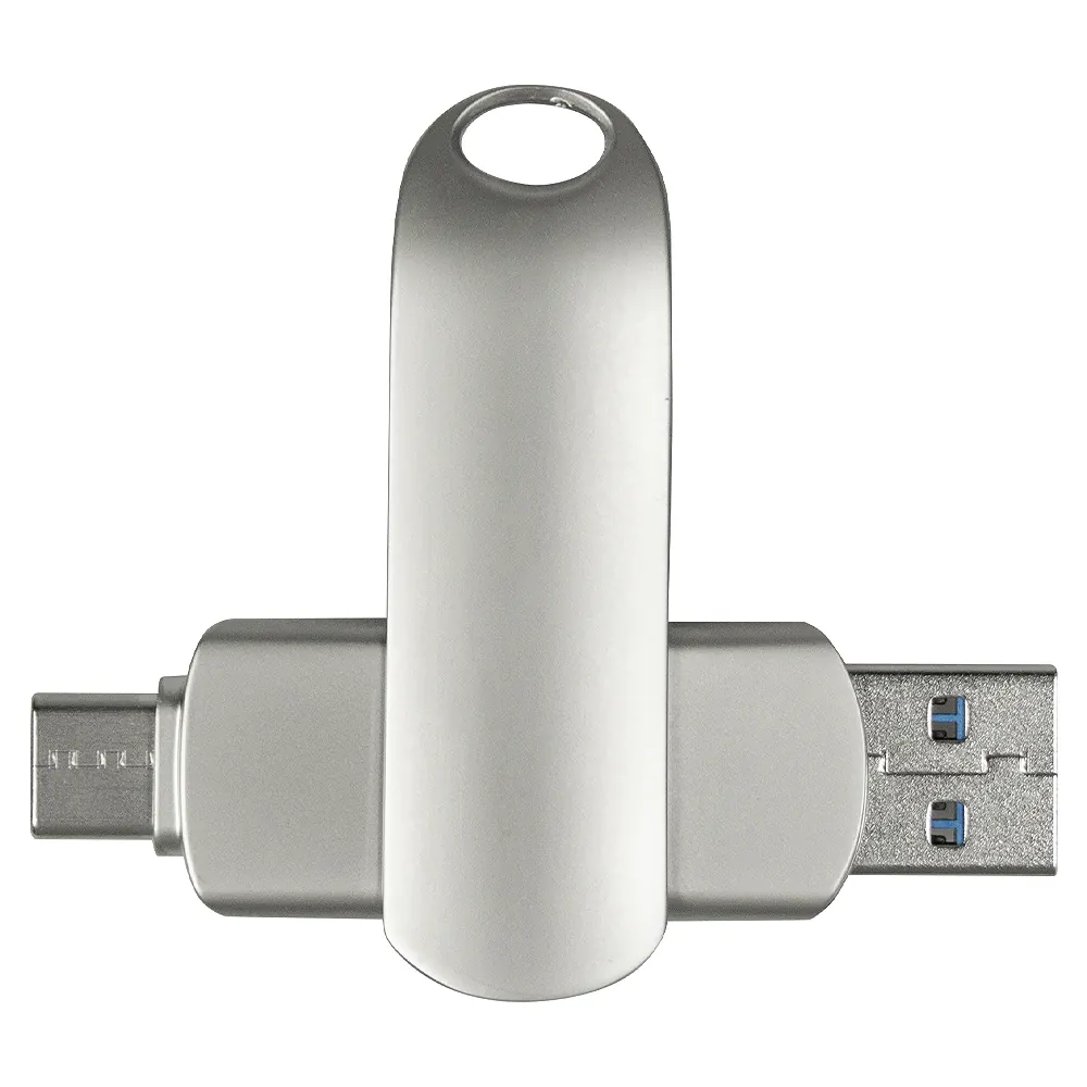 Флеш накопитель USB 3.0 + TYPE C Cupertino, металл, серебристый матовый, 32 GB, серебристый