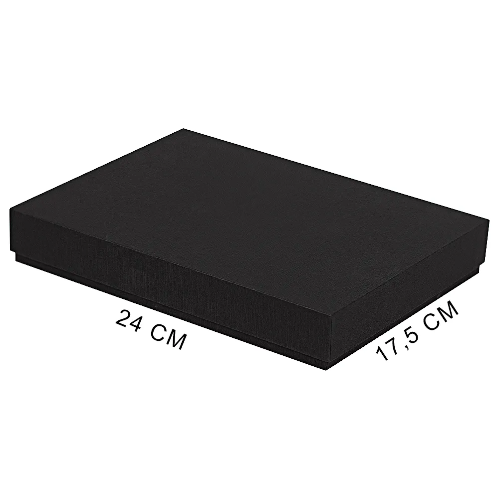 Коробка подарочная, размер 24*17,5*3 см, Solution Superior Linen, черная, бежевый ложемент под индивидуальную вырубку