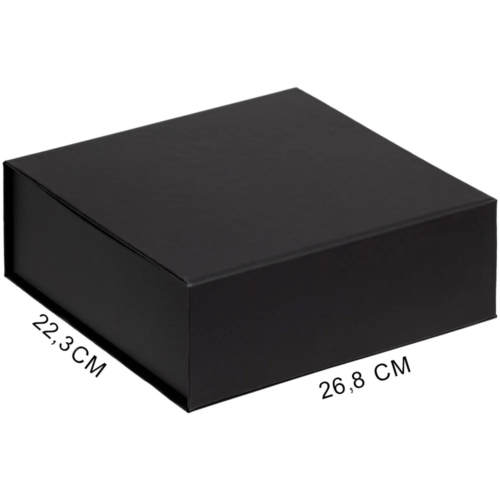 Подарочная коробка, размер 25*21*8,5 см, Solution Prestige Linen с магнитным клапаном, черная,, черный 2, бумага под ткань