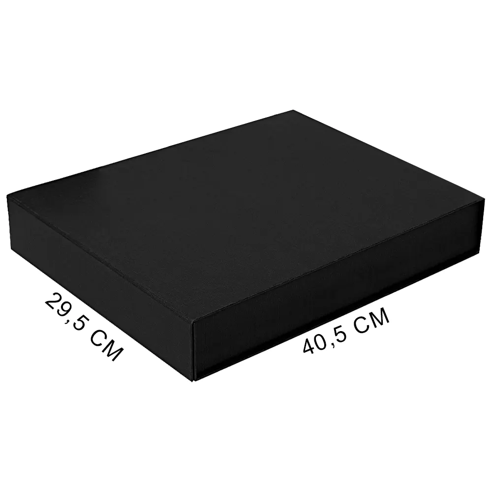 Подарочная коробка, размер 29,5x40,5x8 см, Solution Prestige Linen с магнитным клапаном, черная, с черным ложементом, черный, бумага под лён