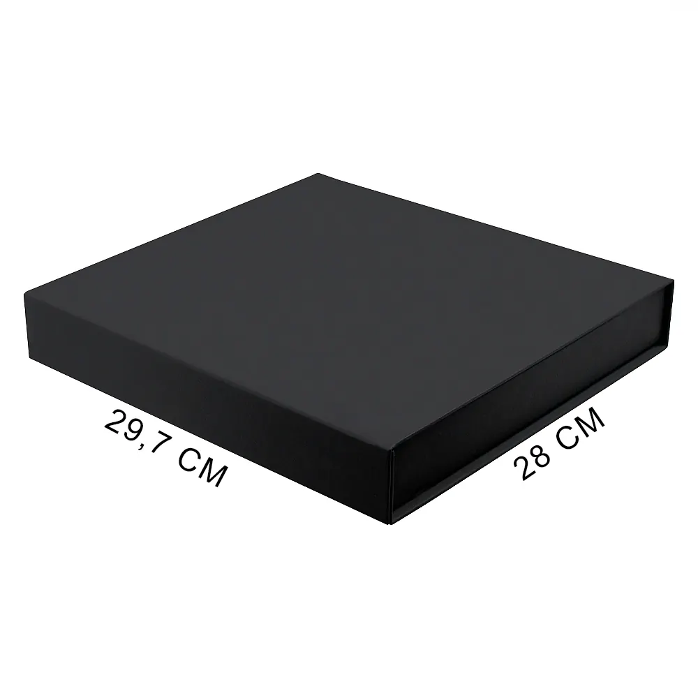 Подарочная коробка, размер 29,7*28,0*4,5 см, Solution Prestige Magnum Linen с магнитным клапаном, черная, с ложементом из поролона, черный