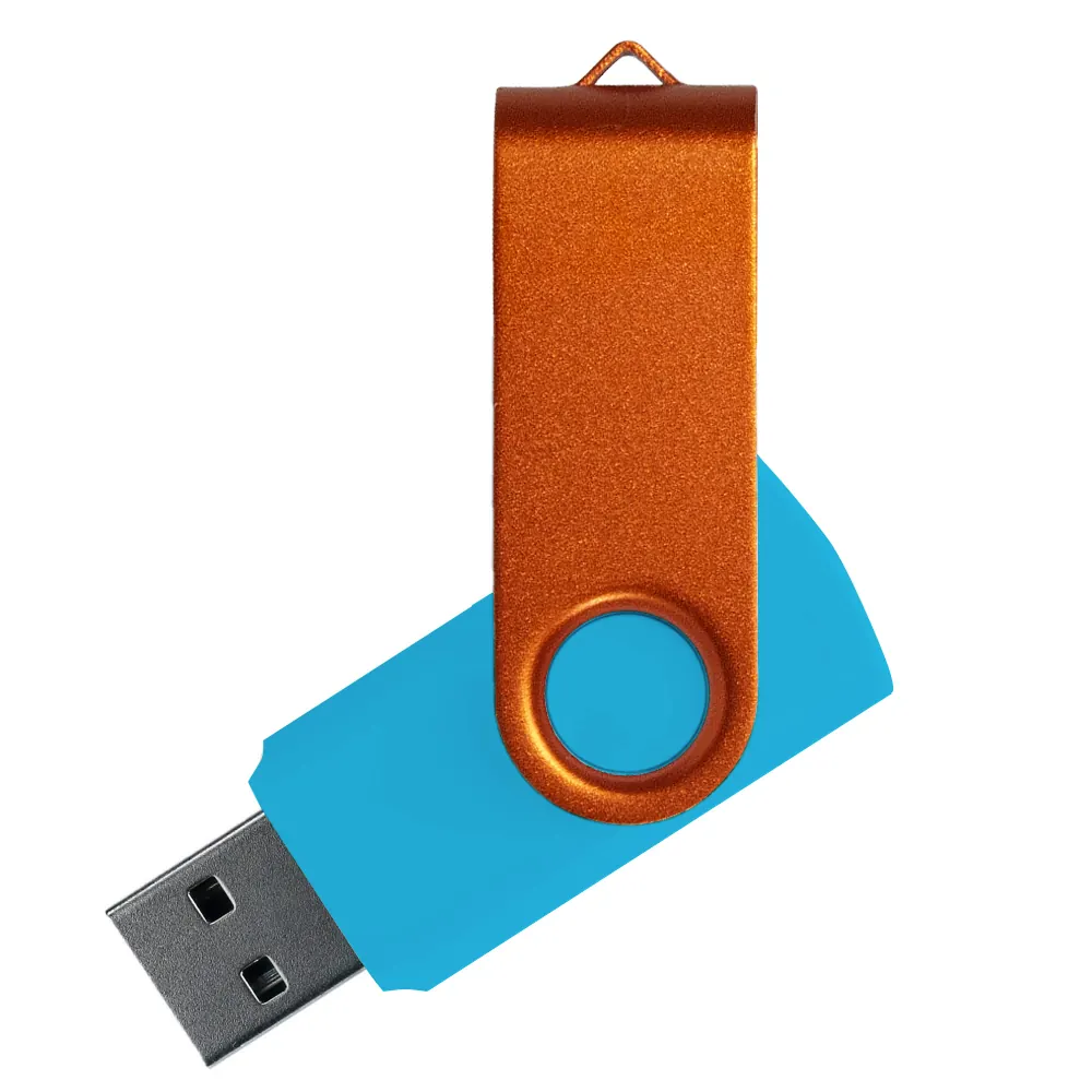 Флеш накопитель USB 2.0 Twister Сolor Mix 16GB, пластик Софт Тач/металл, голубой/белый, голубой / оражневый