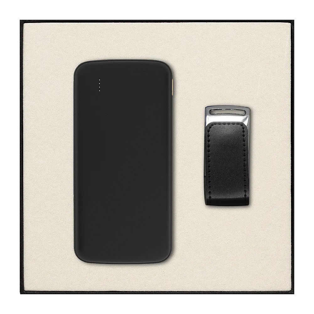 Набор подарочный Solution Superior Duo (внешний аккумулятор «Universal», Флеш накопитель Shine 32GB ), черный