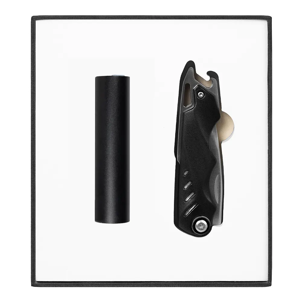 Набор подарочный Solution Superior Duo (фонарик Tools Spot, нож складной Tools Impression), черный