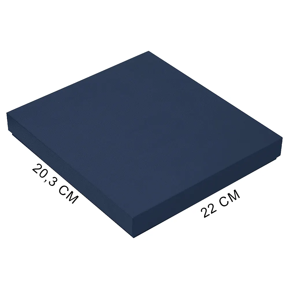 Коробка подарочная, размер 203*220*30 мм, Solution Gift Linen для ежедневника и ручки, серебро, темно-синяя 1, бумага под ткань