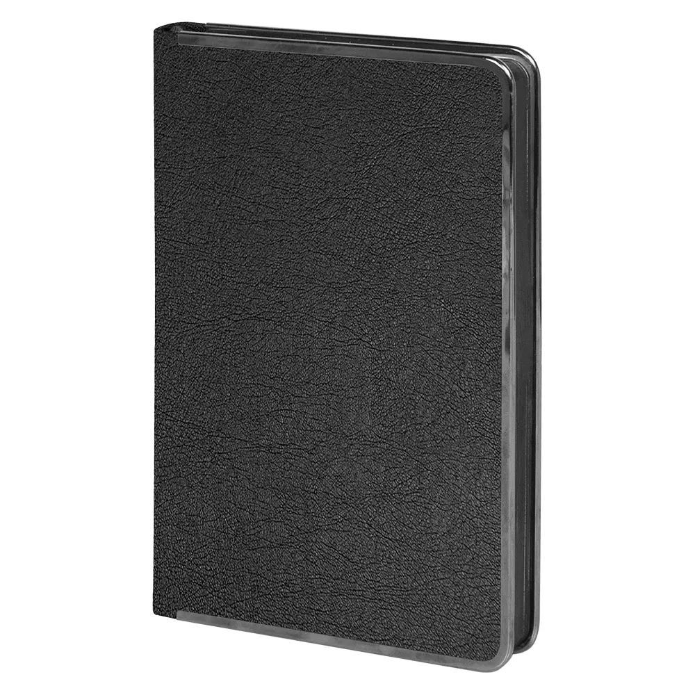 Ежедневник Alfa Techno Soft A5, черный, недатированный, в твердой обложке с металлическим элементом, черный