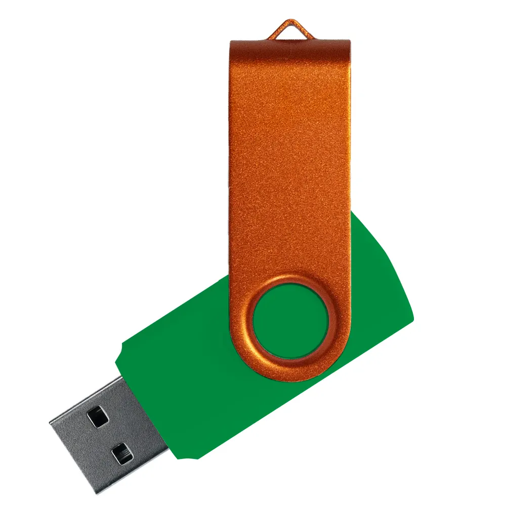 Флеш накопитель USB 2.0 Twister Сolor Mix 16GB, пластик Софт Тач/металл, зеленый/белый, зеленый / оражневый