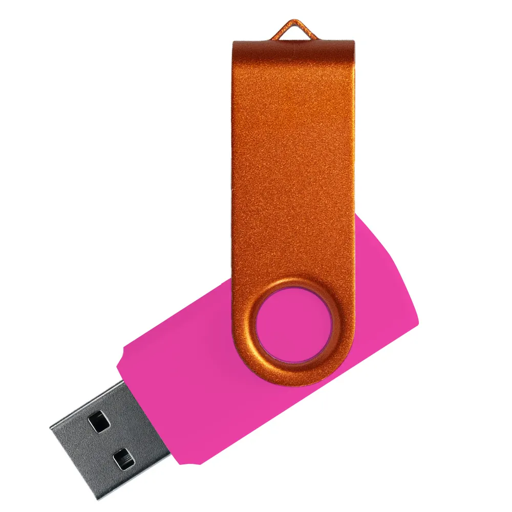 Флеш накопитель USB 2.0 Twister Сolor Mix 16GB, пластик Софт Тач/металл, розовый/белый, розовый / оражневый