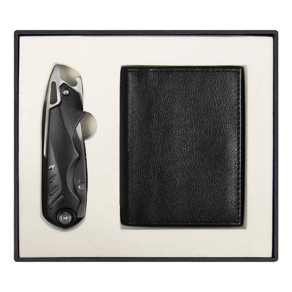 Набор подарочный Solution Superior Duo (футляр для кредитных карт Leather Land, нож Tools Impression), черный