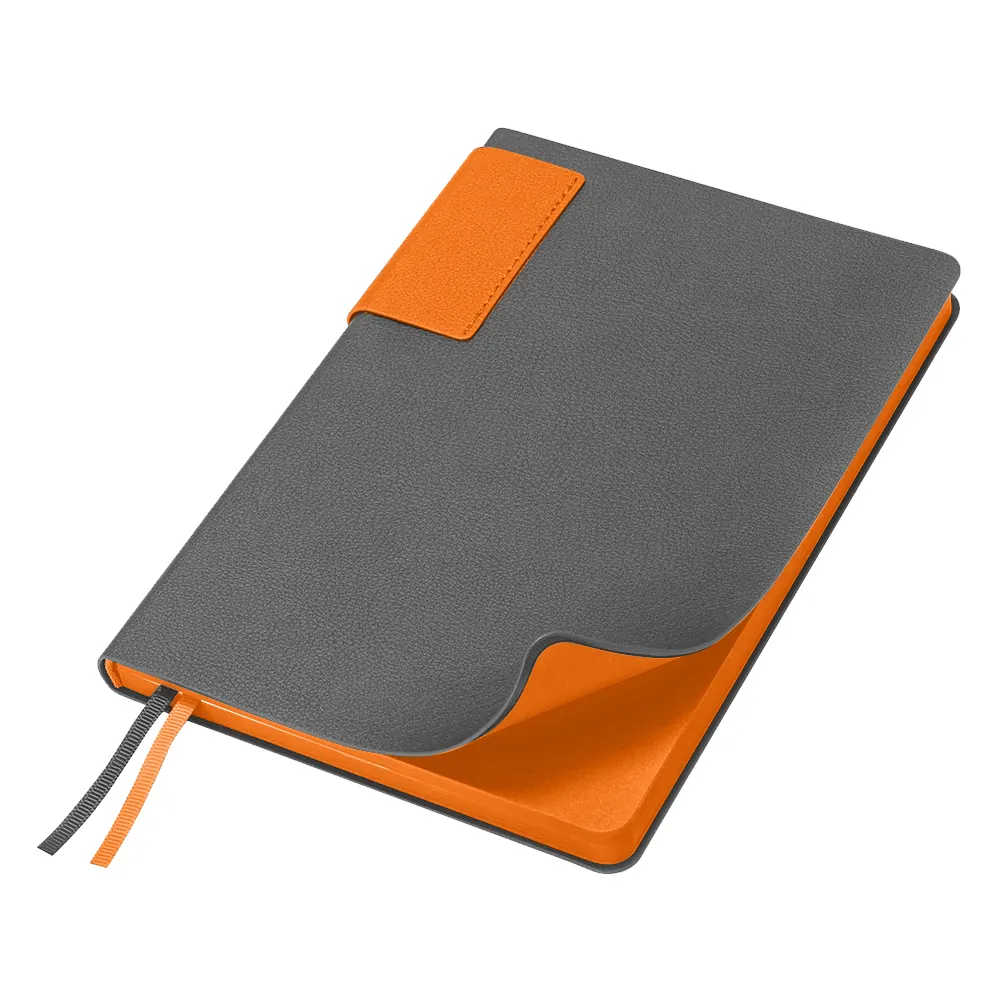 Ежедневник Flexy Star Sivilia Grey Edition Color А5 серо-желтый, недатированный в гибкой обложке, серый/оранжевый / оранжевый