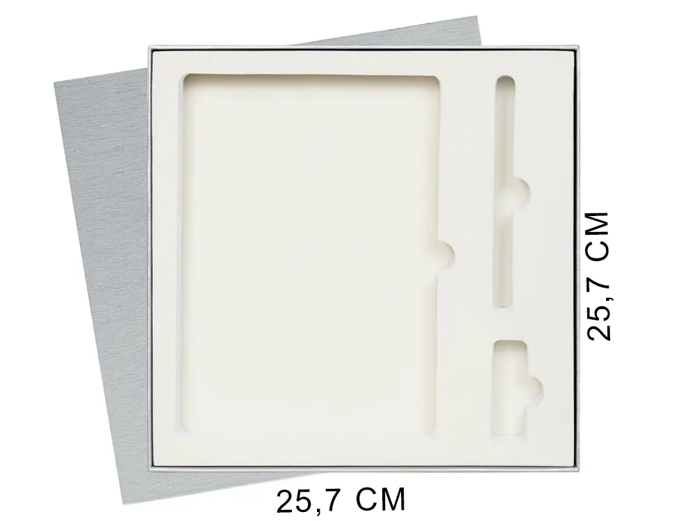 Коробка подарочная Solution Superior Linen под ежедневник, ручку и флешку, черная, 25,7x25,7 см, бежевый ложемент