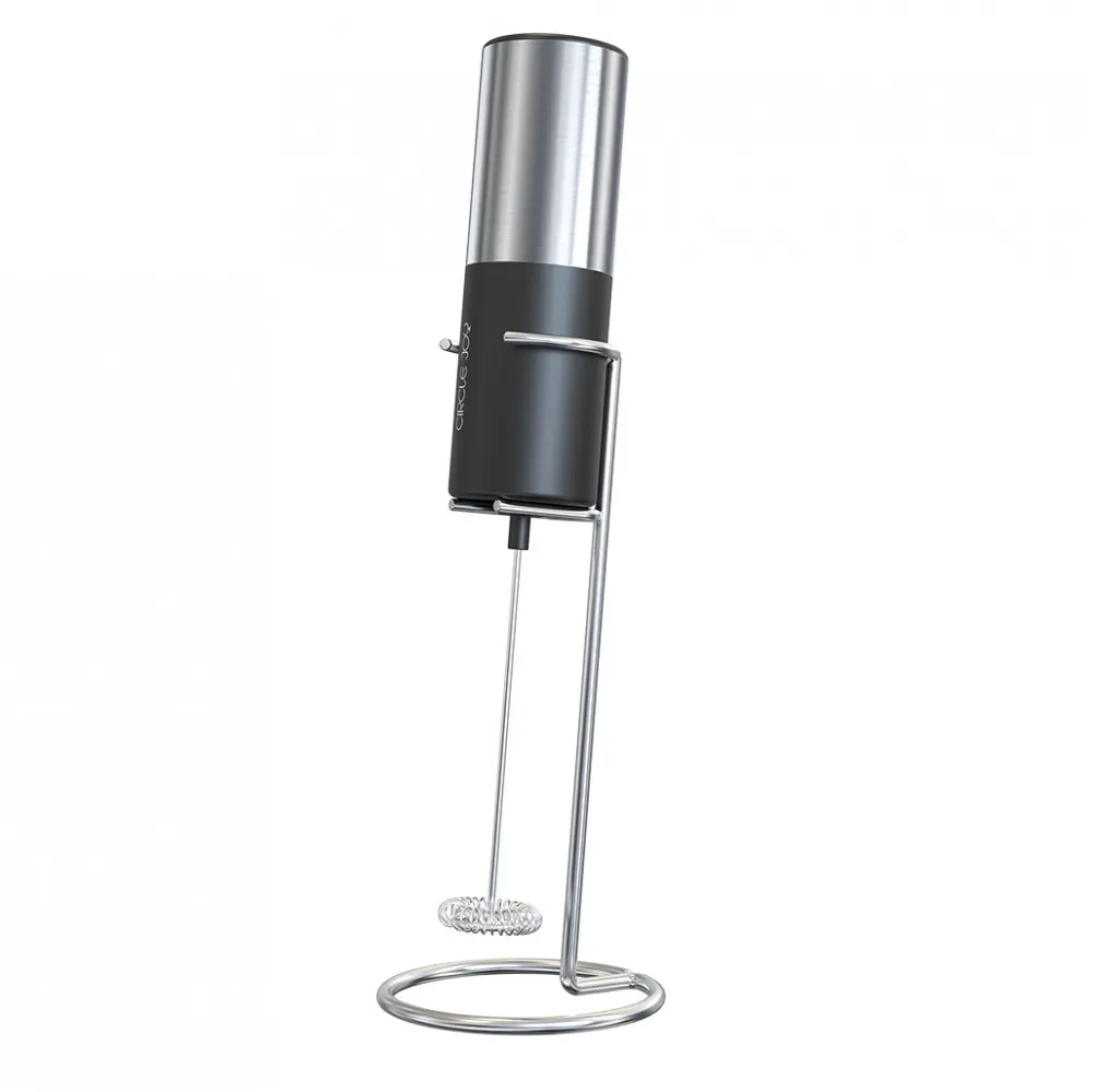 Вспениватель молока электрический с металлической подставкой, Circle Joy Silver Knight Series Electric Milk Frother, серебристый/черный, серебристый