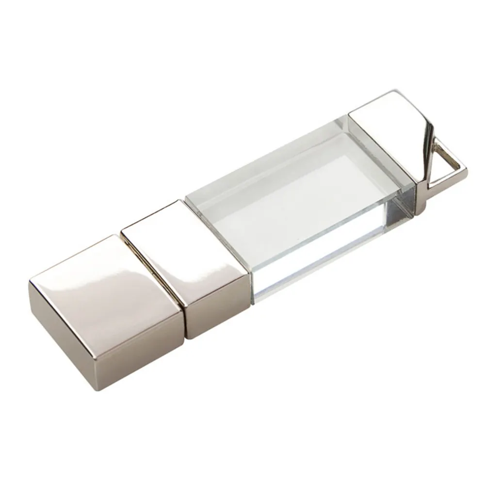 Флеш накопитель USB 2.0 Crystal v2 32GB, металл/стекло, прозрачный/серебристый, подсветка синим, серебристый