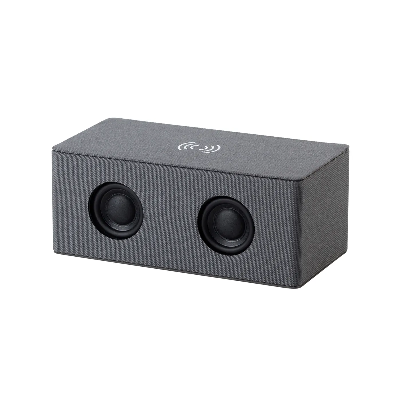 Bluetooth колонка "Cool Gray" с двумя динамиками (2х3Вт) и беспроводным зарядным устройством, переработанный пластик (RPET), Серый