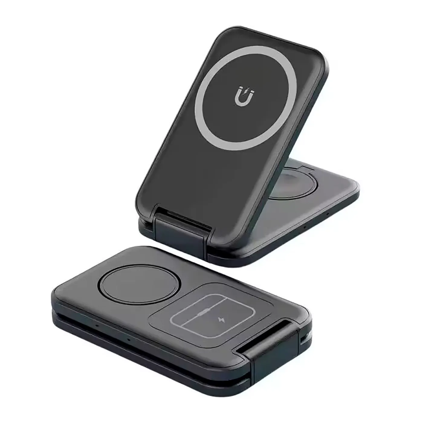 Складная беспроводная (15W) зарядная станция "Slap" с MagSafe, Черный