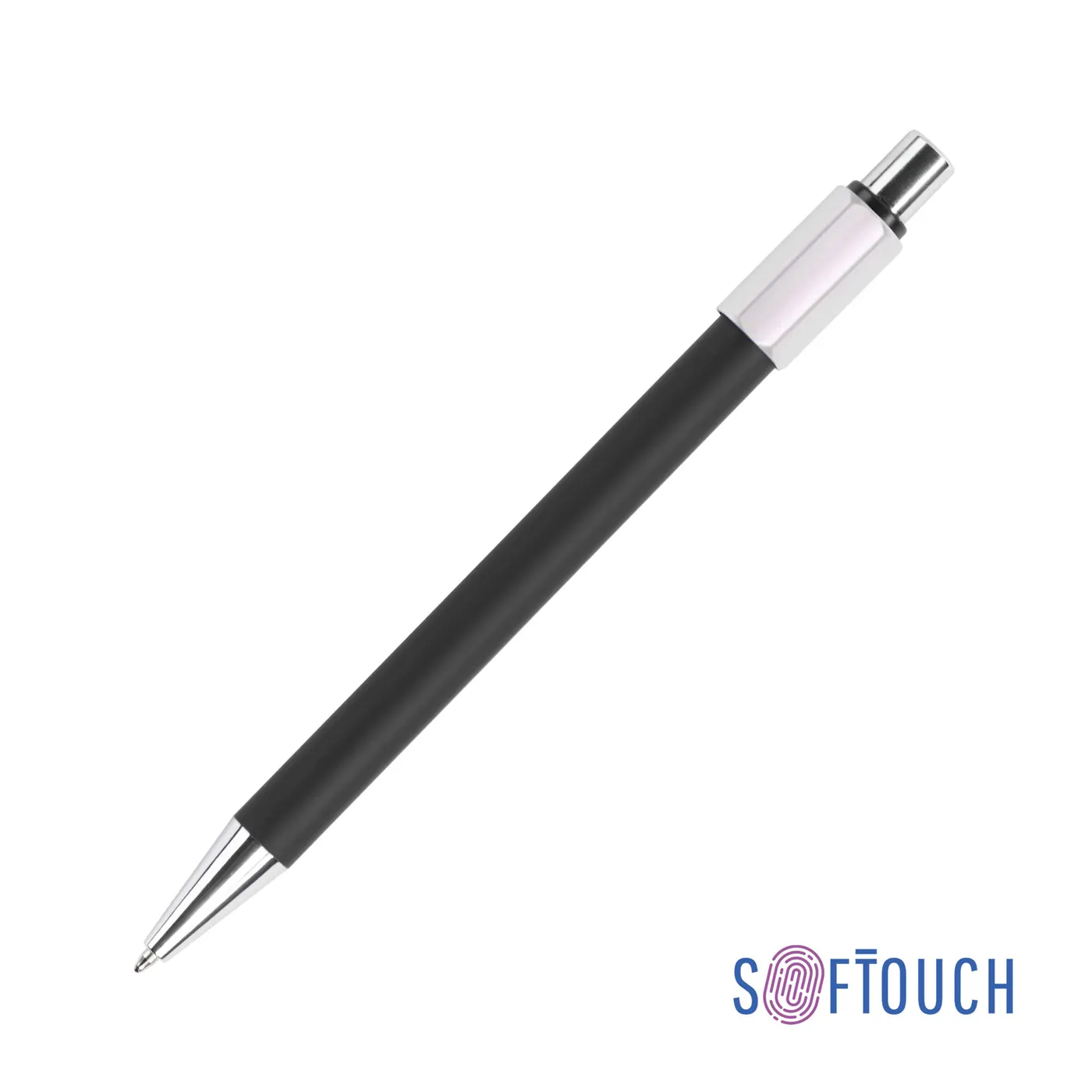 Ручка шариковая "Spin" с 6ти-гранным спиннером, покрытие soft touch, Черный